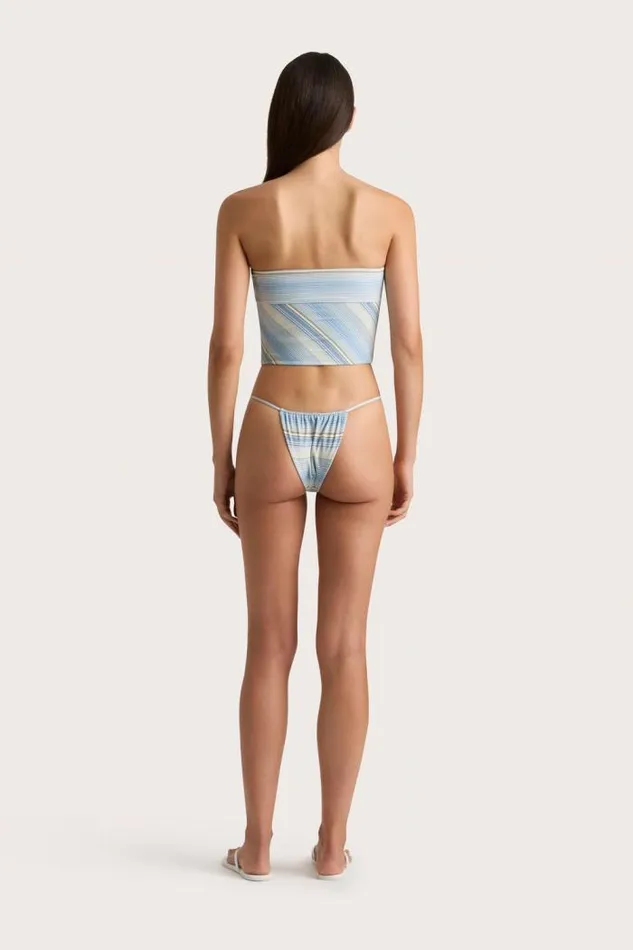 Women Faithfull The Brand Swim Jean Swim Top Futura Stripe Sky Blue