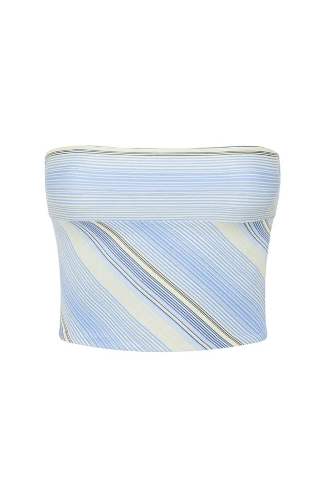 Women Faithfull The Brand Swim Jean Swim Top Futura Stripe Sky Blue