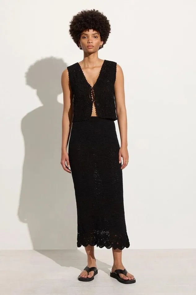 Women Faithfull The Brand Tops Alejandreas Handmade Crochet Vest Black