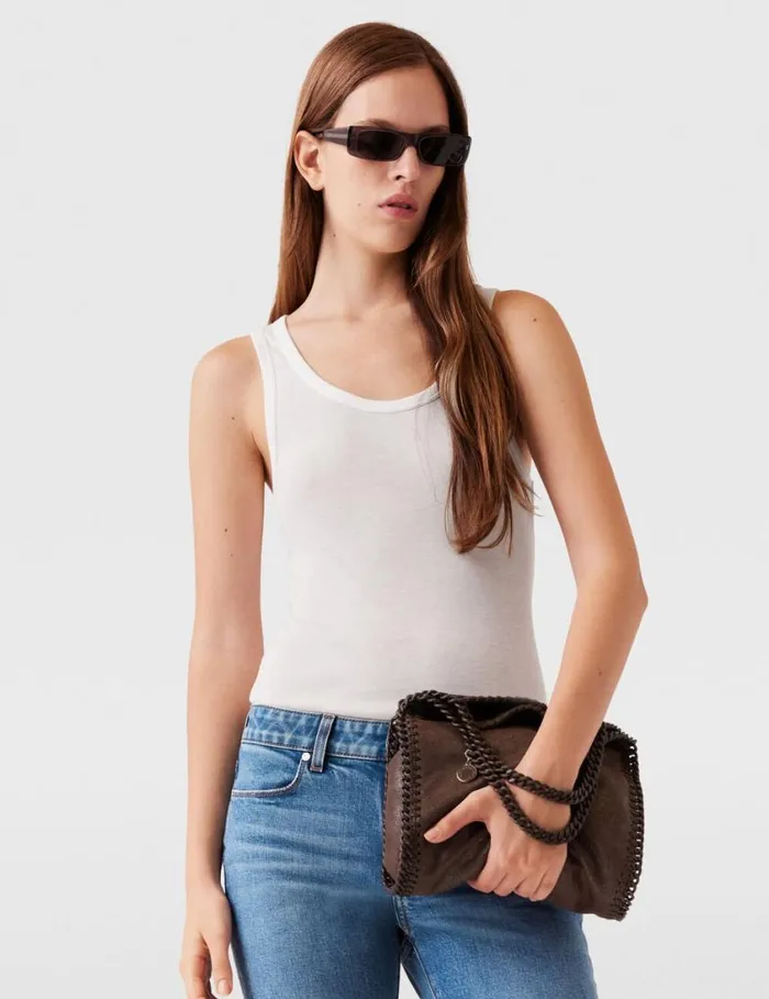 Women Falabella Mini Enamel Tote Bag Mahogany Stella McCartney TopHandle Bags Women Falabella Mini Enamel Tote Bag Mahogany Stella McCartney TopHandle Bags