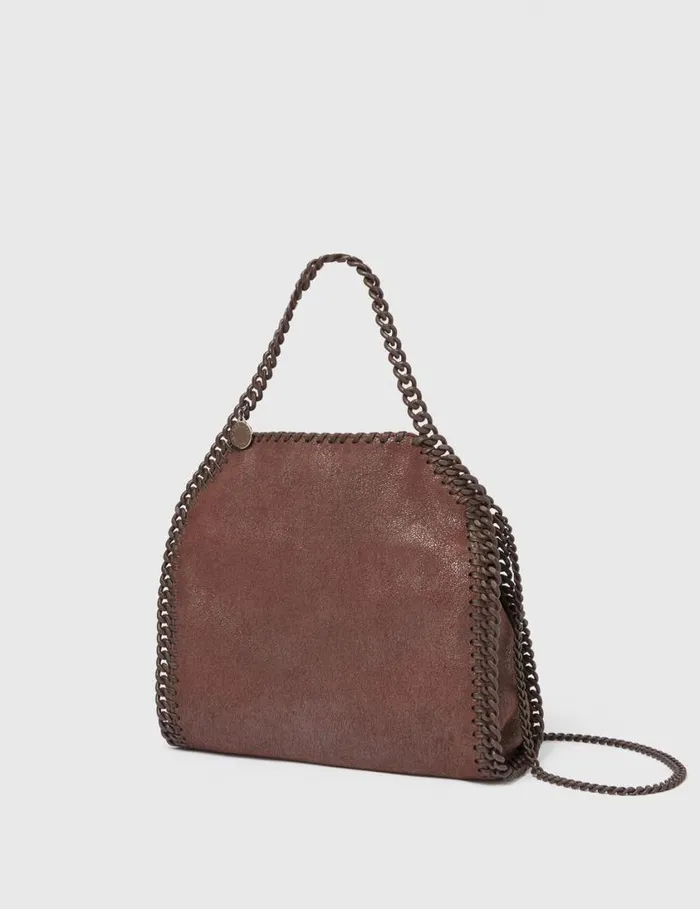 Women Falabella Mini Enamel Tote Bag Mahogany Stella McCartney TopHandle Bags Women Falabella Mini Enamel Tote Bag Mahogany Stella McCartney TopHandle Bags