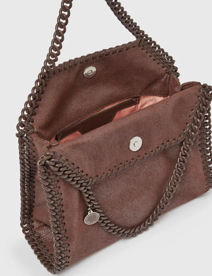 Women Falabella Mini Enamel Tote Bag Mahogany Stella McCartney TopHandle Bags Women Falabella Mini Enamel Tote Bag Mahogany Stella McCartney TopHandle Bags