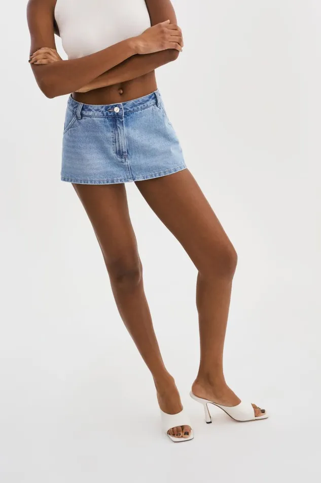 Women FANTINA Denim Skort Light Blue Wash LAMARQUE Skirts