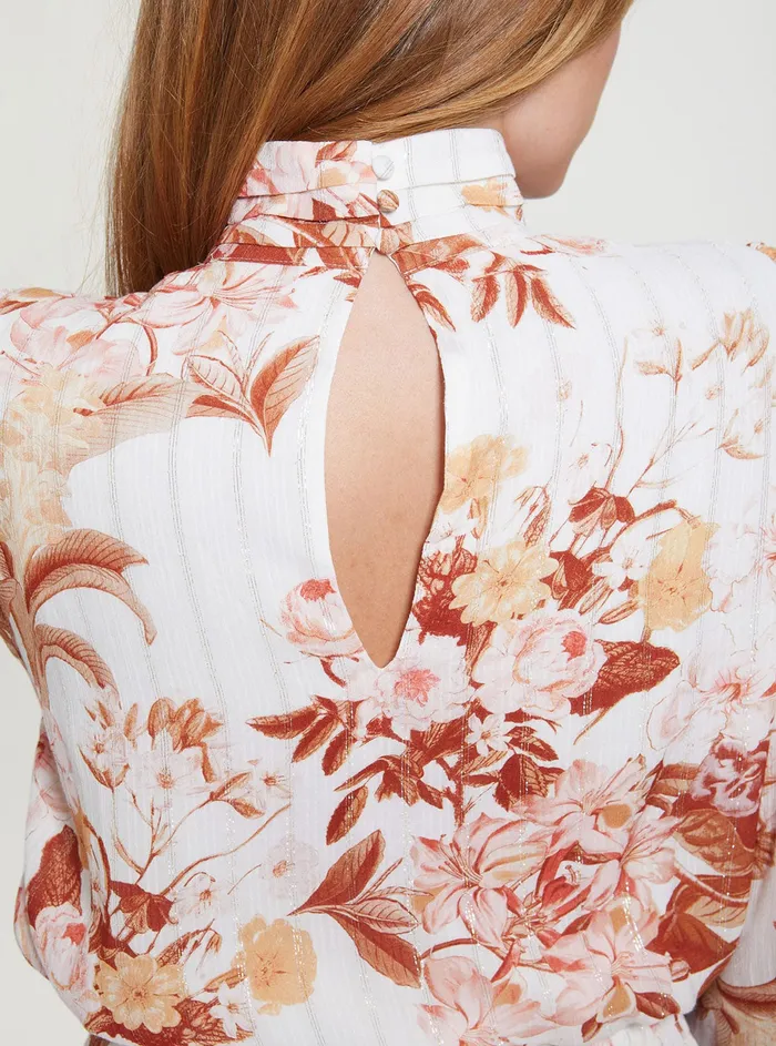 Women Fashion Tops GUESS White Forest Floral Monique Top Women Fashion Tops GUESS White Forest Floral Monique Top