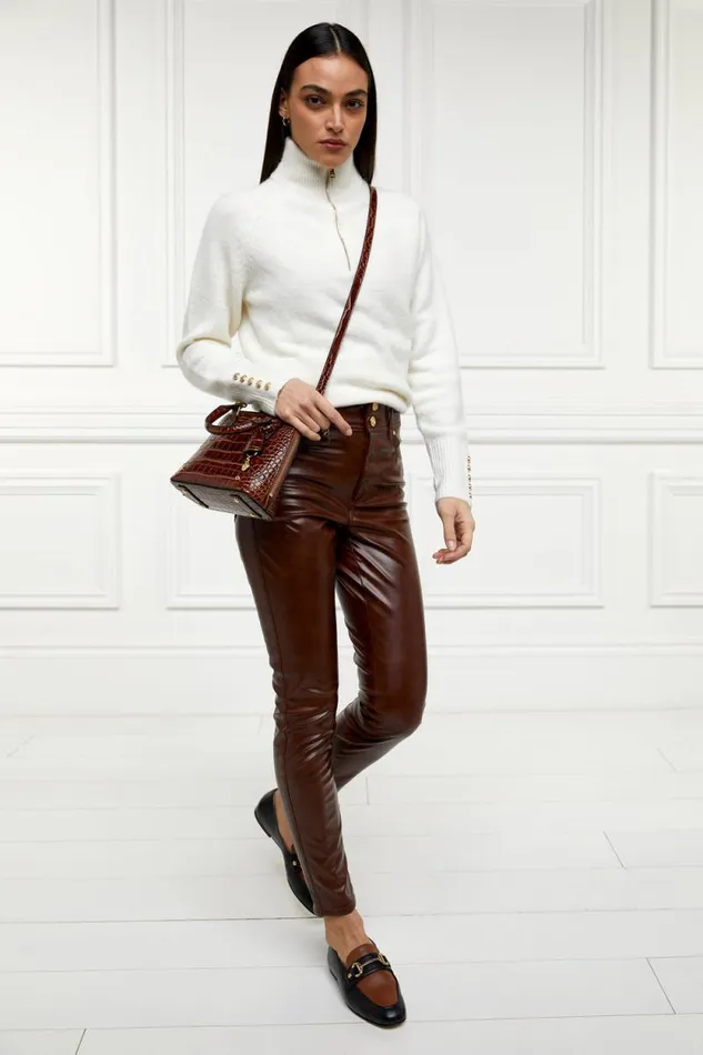 Women Faux Leather Skinny Jean Brown Holland Cooper Jeans