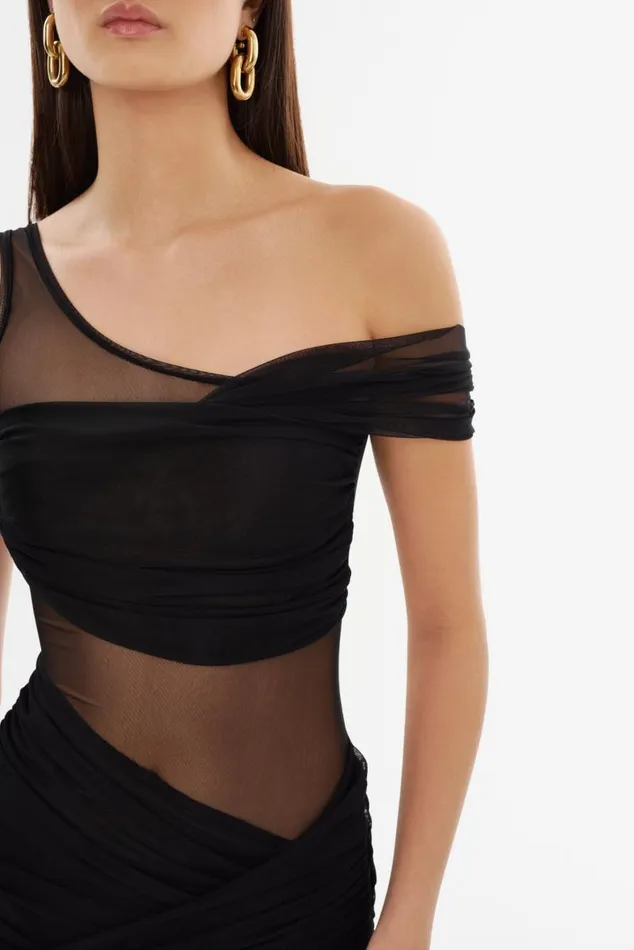 Women FLORINDA Mesh Maxi Dress Black LAMARQUE Dresses