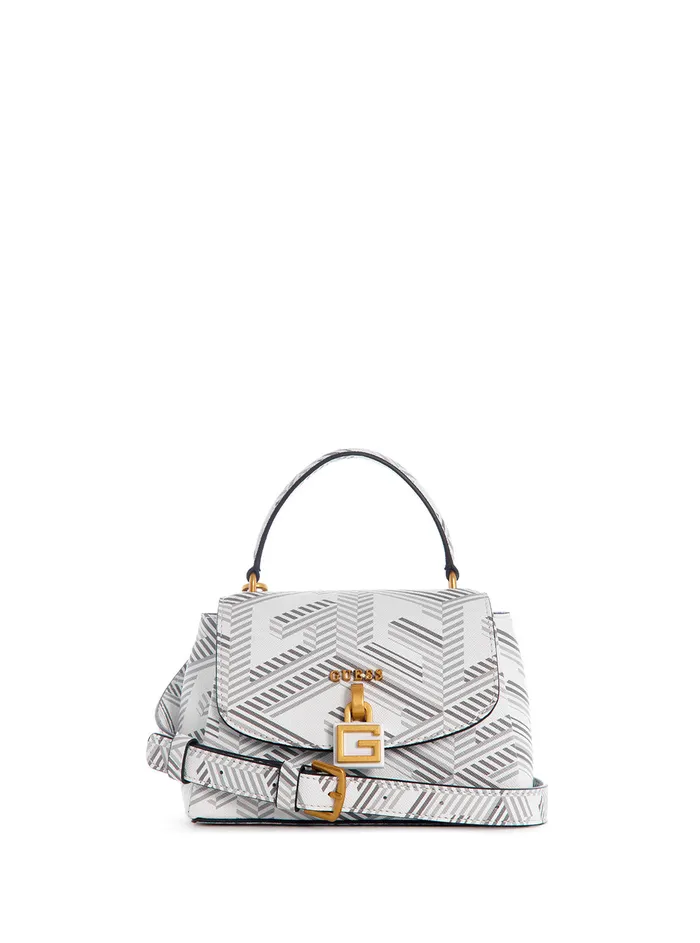 Women Half Flap GUESS Stone Logo Montreal Mini Crossbody Bag