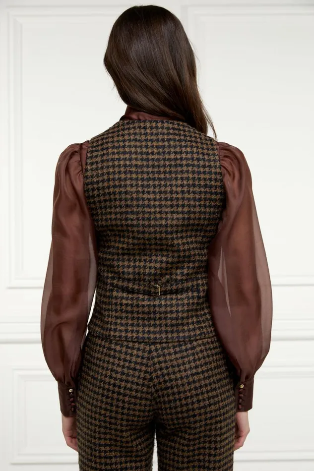 Women Hampton Waistcoat Chocolate Houndstooth Holland Cooper Tailoring Women Hampton Waistcoat Chocolate Houndstooth Holland Cooper Tailoring