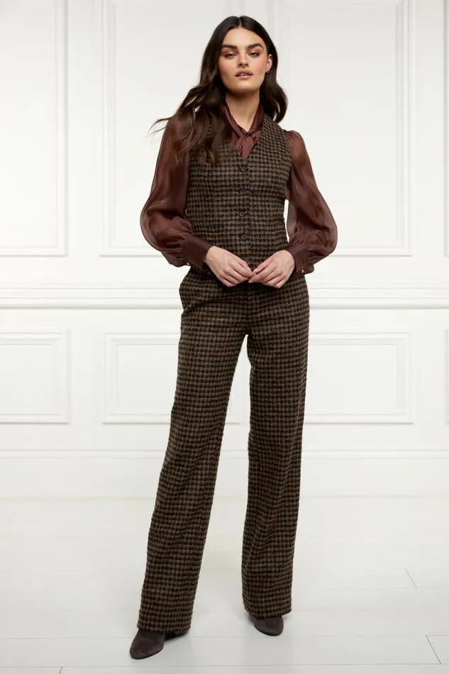 Women Hampton Waistcoat Chocolate Houndstooth Holland Cooper Tailoring Women Hampton Waistcoat Chocolate Houndstooth Holland Cooper Tailoring