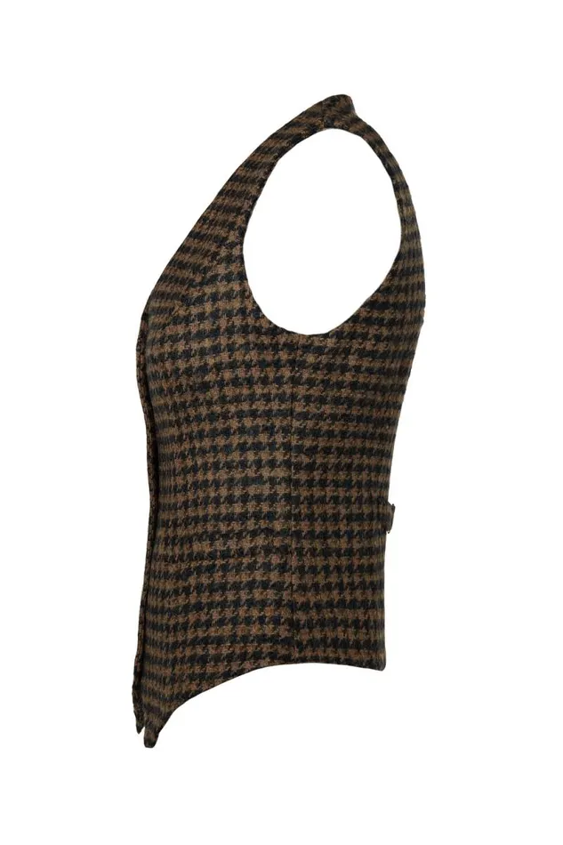 Women Hampton Waistcoat Chocolate Houndstooth Holland Cooper Tailoring Women Hampton Waistcoat Chocolate Houndstooth Holland Cooper Tailoring