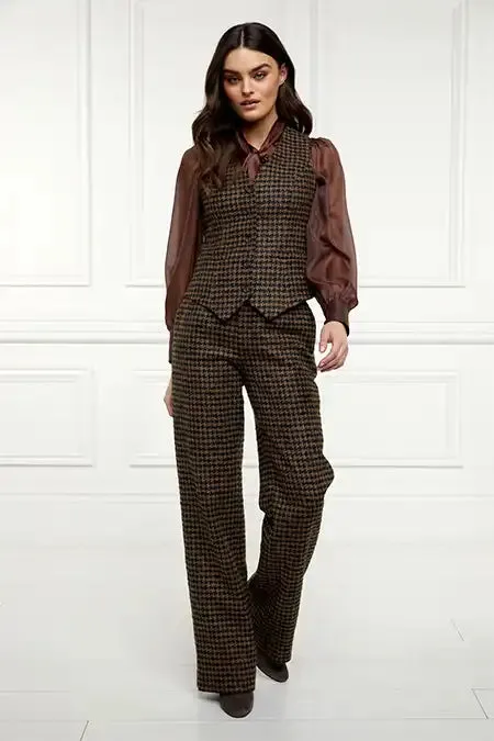 Women Hampton Waistcoat Chocolate Houndstooth Holland Cooper Tailoring Women Hampton Waistcoat Chocolate Houndstooth Holland Cooper Tailoring