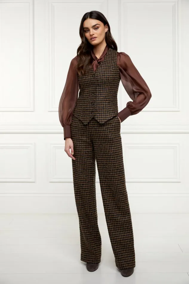 Women Hampton Waistcoat Chocolate Houndstooth Holland Cooper Tailoring Women Hampton Waistcoat Chocolate Houndstooth Holland Cooper Tailoring