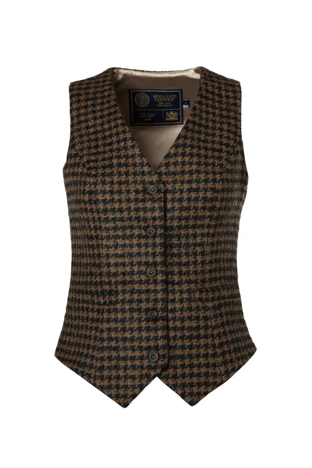 Women Hampton Waistcoat Chocolate Houndstooth Holland Cooper Tailoring Women Hampton Waistcoat Chocolate Houndstooth Holland Cooper Tailoring