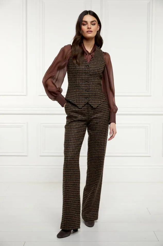 Women Hampton Waistcoat Chocolate Houndstooth Holland Cooper Tailoring Women Hampton Waistcoat Chocolate Houndstooth Holland Cooper Tailoring