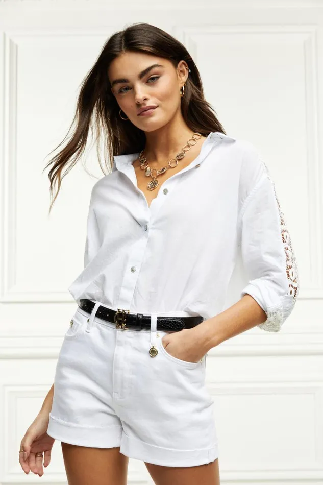Women High Rise Denim Short Optic White Holland Cooper Shorts Women High Rise Denim Short Optic White Holland Cooper Shorts
