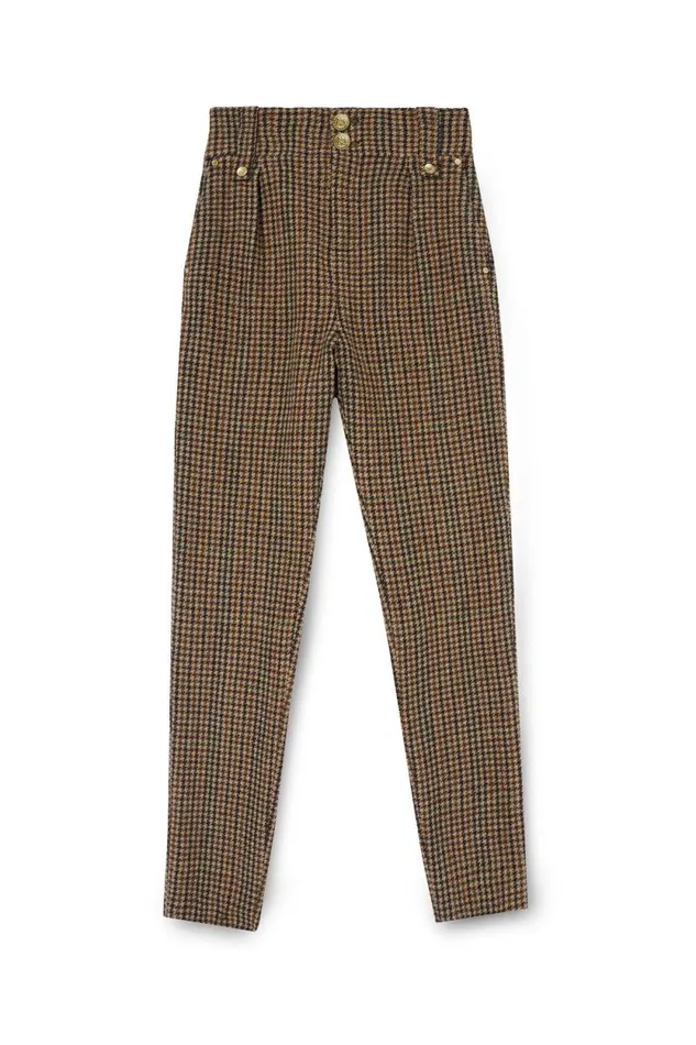 Women High Waisted Peg Trouser Hailes Green Tweed Holland Cooper Tailoring