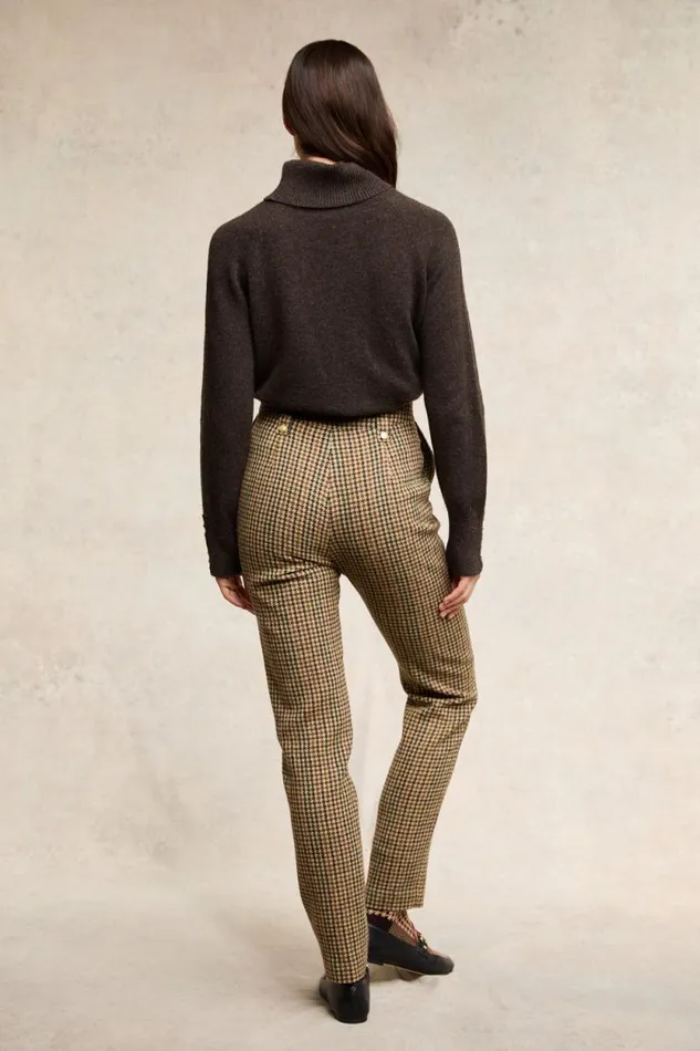 Women High Waisted Peg Trouser Hailes Green Tweed Holland Cooper Tailoring