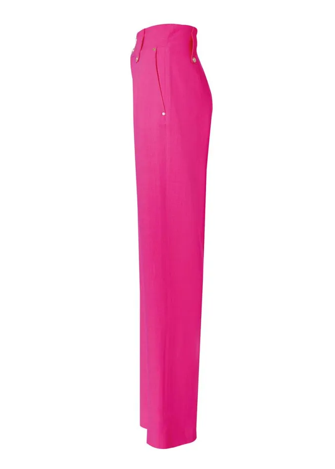 Women High Waisted Straight Trouser Hot Pink Linen Holland Cooper Tailoring Women High Waisted Straight Trouser Hot Pink Linen Holland Cooper Tailoring