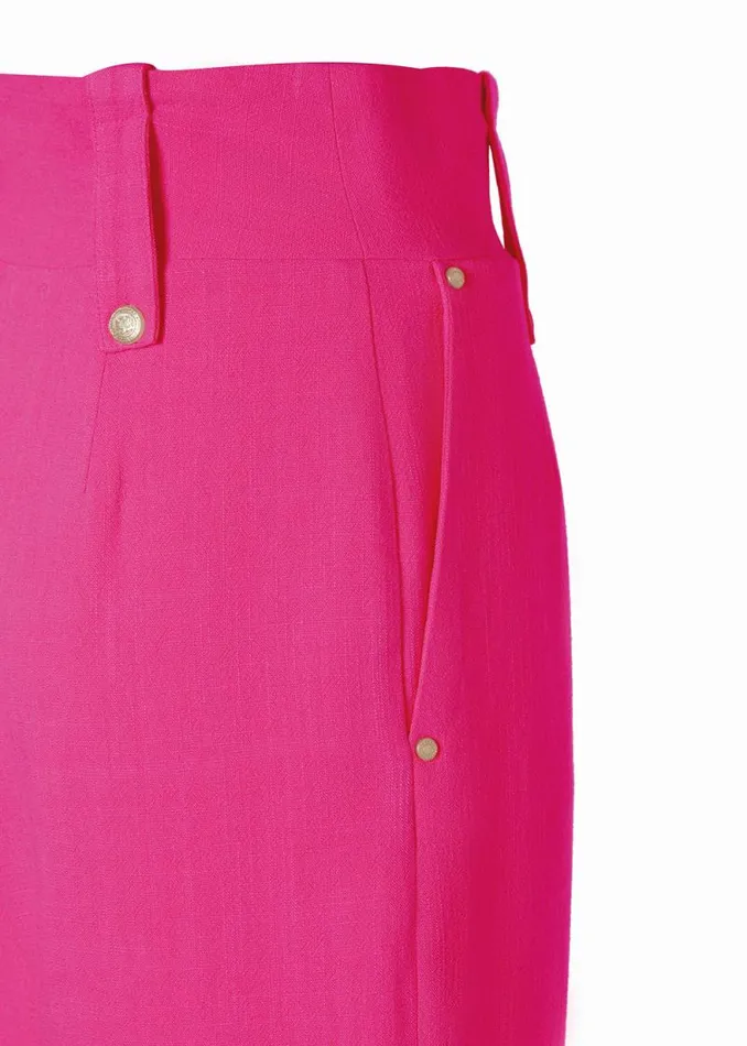 Women High Waisted Straight Trouser Hot Pink Linen Holland Cooper Tailoring Women High Waisted Straight Trouser Hot Pink Linen Holland Cooper Tailoring
