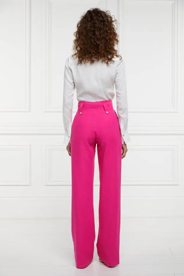 Women High Waisted Straight Trouser Hot Pink Linen Holland Cooper Tailoring Women High Waisted Straight Trouser Hot Pink Linen Holland Cooper Tailoring