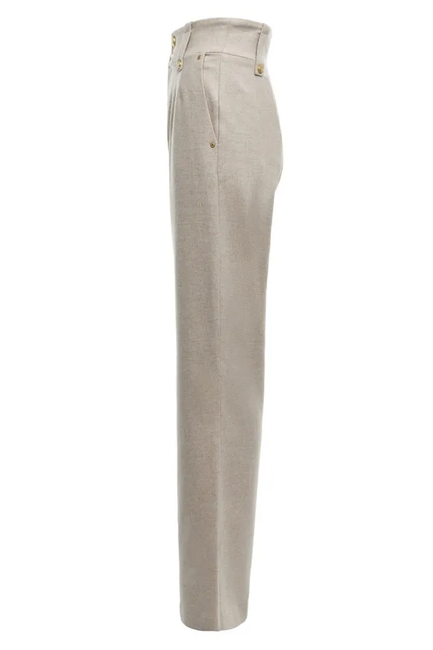 Women High Waisted Straight Trouser Oatmeal Holland Cooper Tailoring