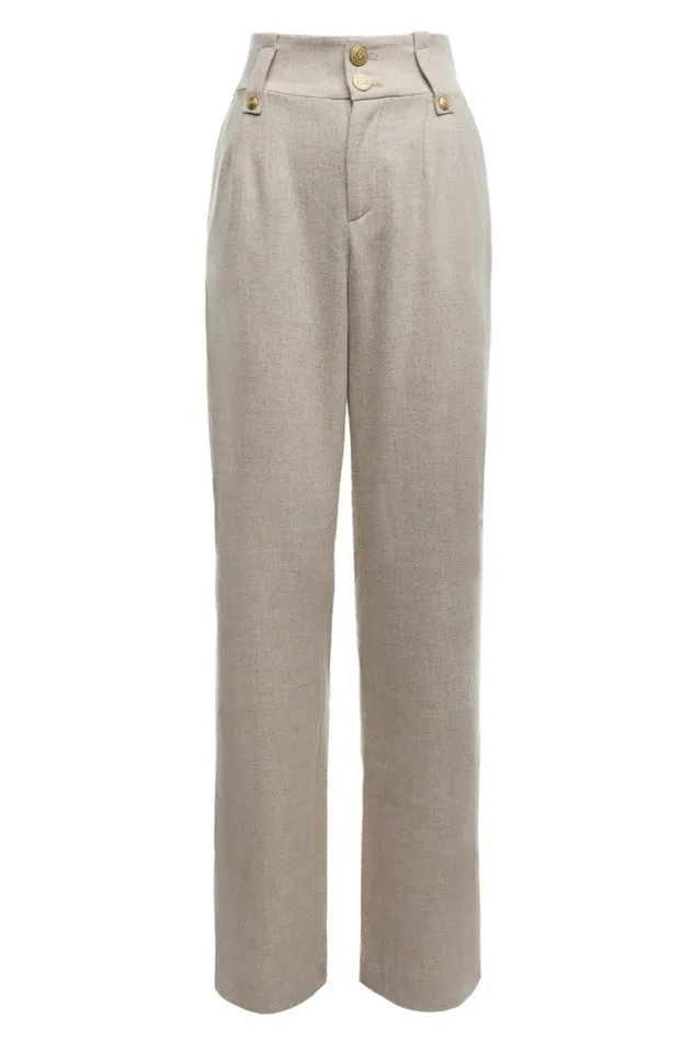 Women High Waisted Straight Trouser Oatmeal Holland Cooper Tailoring