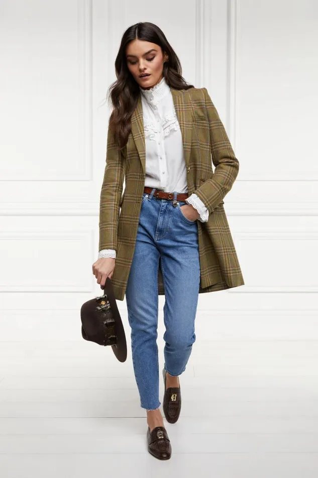 Women Highgrove Coat Avebury Green Check Holland Cooper Tailoring