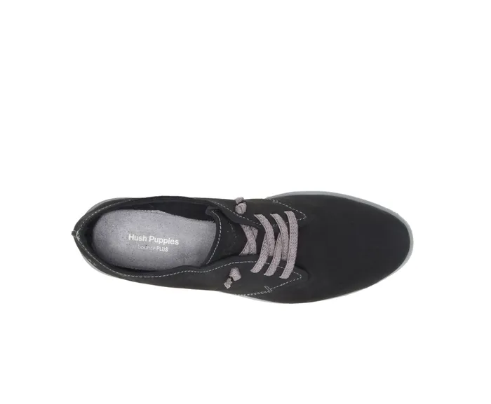 Women Hush Puppies Everyday Lace Up Black Nubuck Sneakers