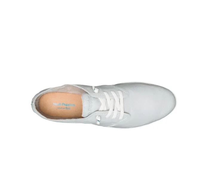 Women Hush Puppies Everyday Lace Up Vapor Grey Leather Sneakers