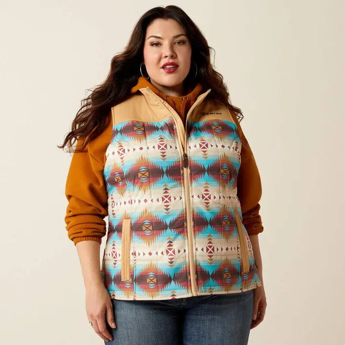 Women Jackets and Vests Ariat Crius Insulated Vest Serrano Southwest Print Women Jackets and Vests Ariat Crius Insulated Vest Serrano Southwest Print