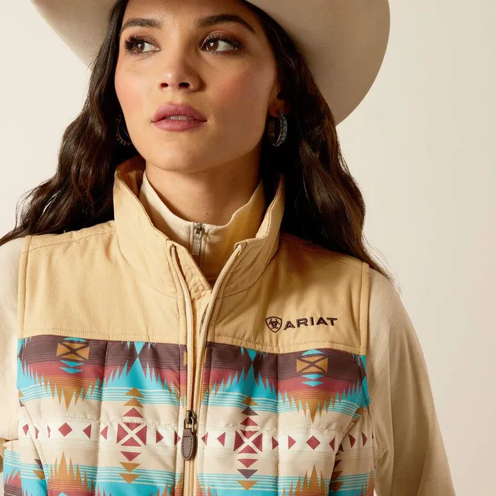 Women Jackets and Vests Ariat Crius Insulated Vest Serrano Southwest Print Women Jackets and Vests Ariat Crius Insulated Vest Serrano Southwest Print
