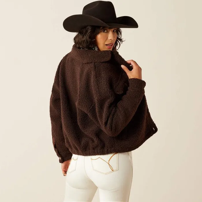 Women Jackets and Vests Ariat Julep Cropped Sherpa Jacket Mole Women Jackets and Vests Ariat Julep Cropped Sherpa Jacket Mole