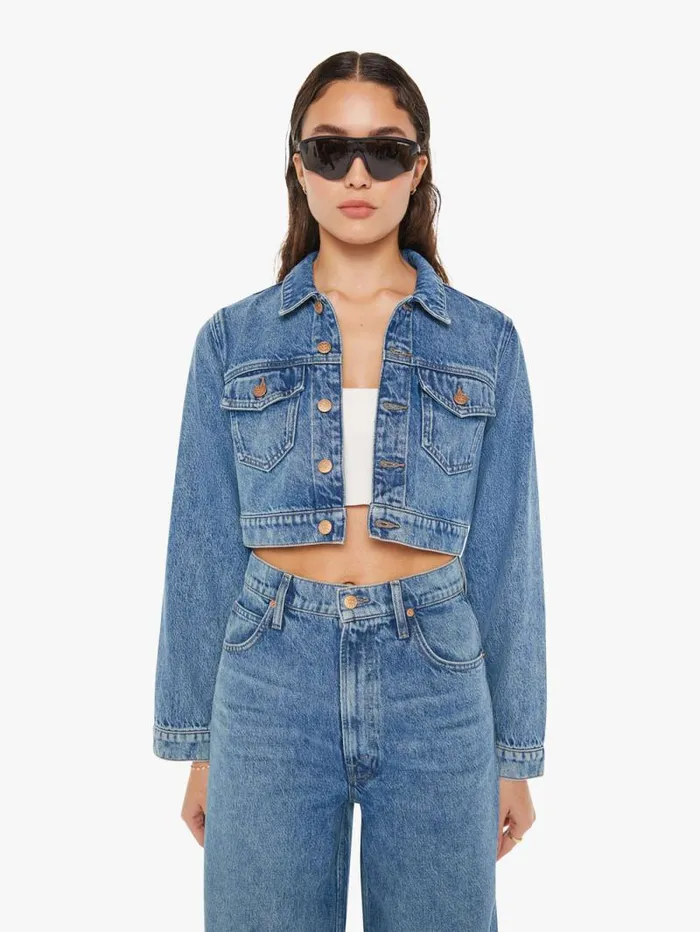 Women Jackets Mother Denim SNACKS The Chiclet Crop Blue