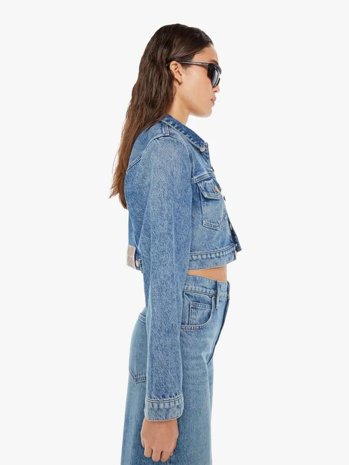 Women Jackets Mother Denim SNACKS The Chiclet Crop Blue