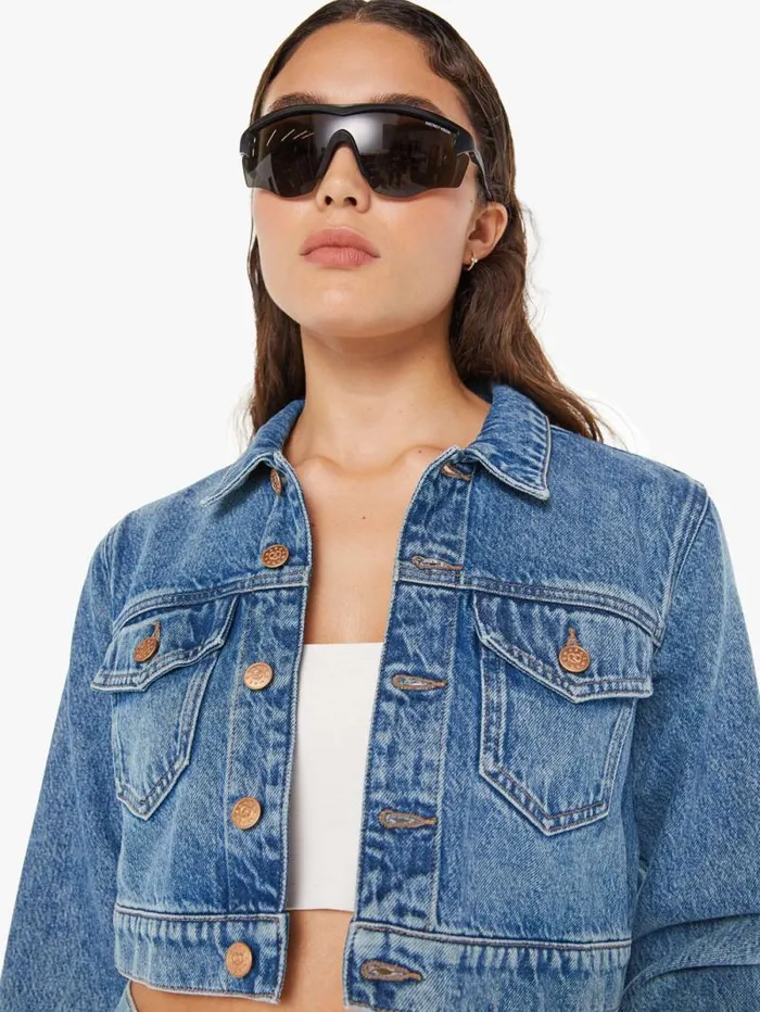 Women Jackets Mother Denim SNACKS The Chiclet Crop Blue