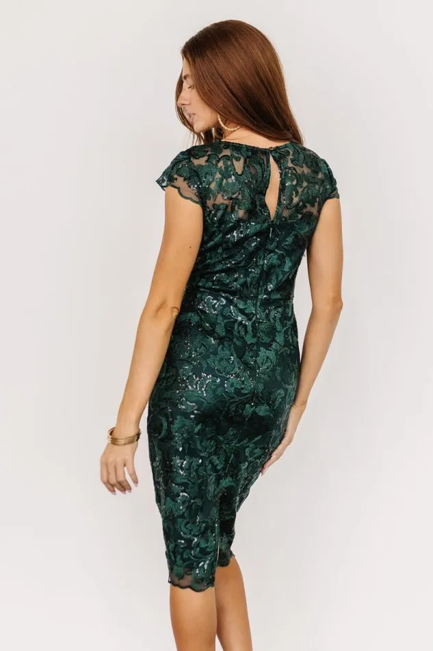 Women Jacqueline Embossed Midi Dress Emerald Baltic Born Embellished and Sequined Women Jacqueline Embossed Midi Dress Emerald Baltic Born Embellished and Sequined
