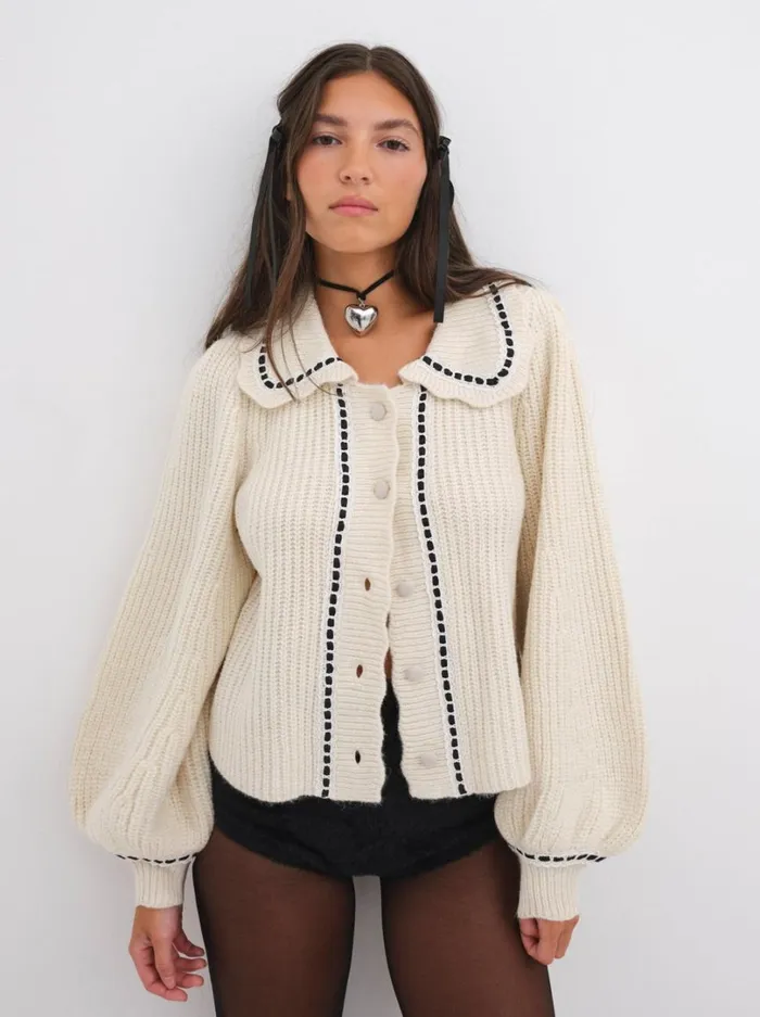 Women Jade Cardigan Neutral For Love and Lemons Knitwear Women Jade Cardigan Neutral For Love and Lemons Knitwear