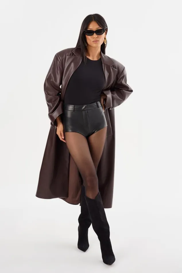 Women JANELLE Recycled Leather Coat Mahogany LAMARQUE Leather Jackets