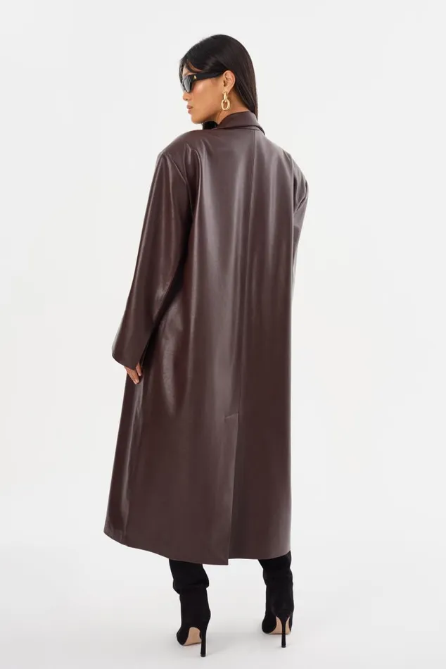 Women JANELLE Recycled Leather Coat Mahogany LAMARQUE Leather Jackets