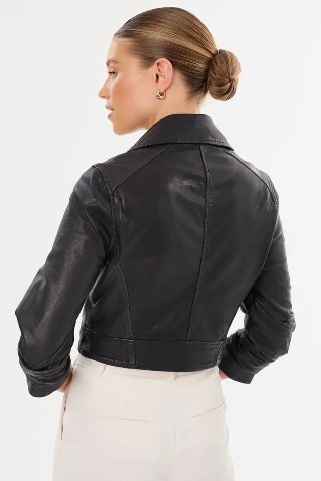 Women JANIKA Cropped Leather Biker Jacket Black LAMARQUE Leather Jackets Women JANIKA Cropped Leather Biker Jacket Black LAMARQUE Leather Jackets