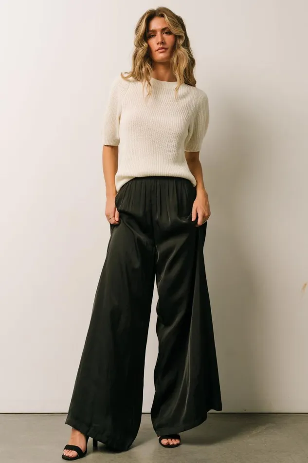 Women Jayla Palazzo Satin Pant Black Baltic Born Pants Women Jayla Palazzo Satin Pant Black Baltic Born Pants