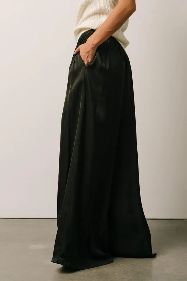 Women Jayla Palazzo Satin Pant Black Baltic Born Pants Women Jayla Palazzo Satin Pant Black Baltic Born Pants