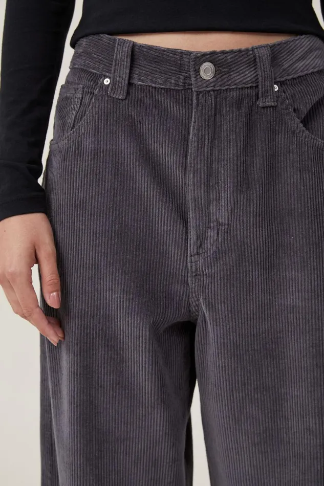 Women Jeans Cotton On Cord Super Baggy Leg Jean Graphite
