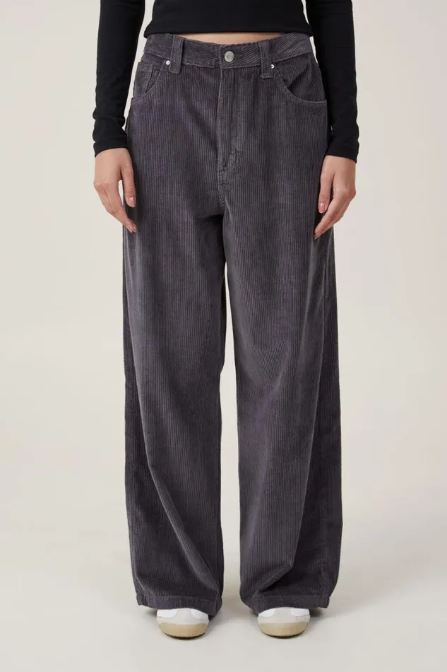 Women Jeans Cotton On Cord Super Baggy Leg Jean Graphite