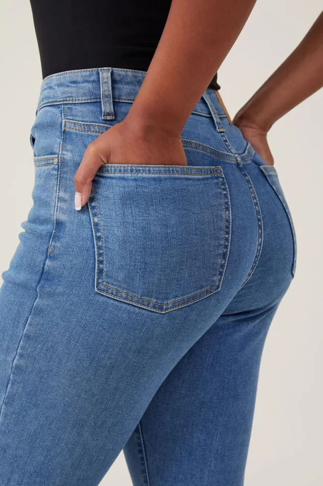 Women Jeans Cotton On Curvy High Stretch Skinny Jean Sea Blue