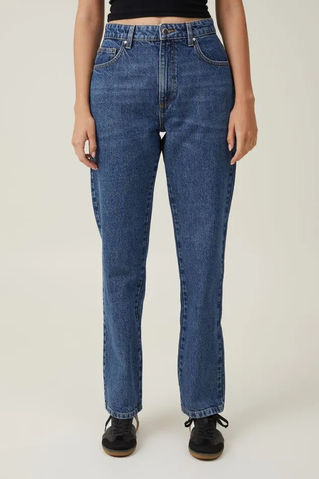 Women Jeans Cotton On Long Straight Jean Misty Blue