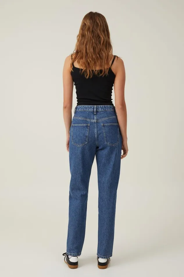 Women Jeans Cotton On Long Straight Jean Misty Blue