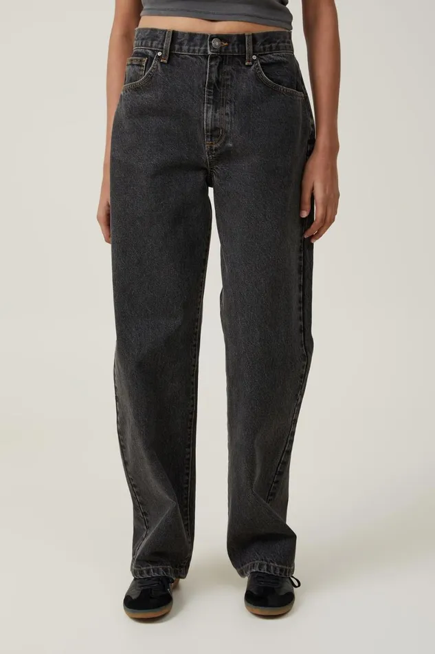 Women Jeans Cotton On Loose Straight Jean Smokey Black