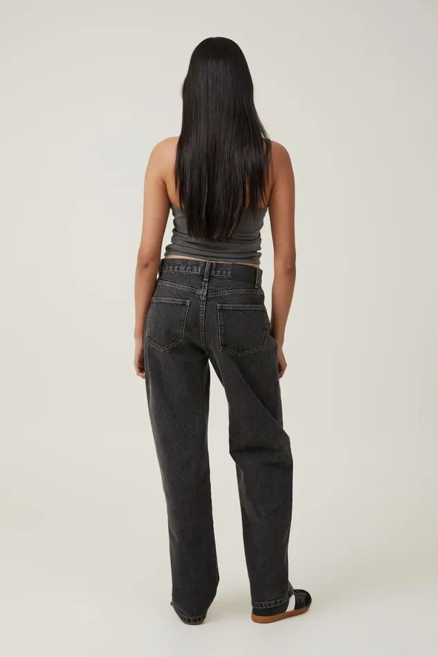Women Jeans Cotton On Loose Straight Jean Smokey Black