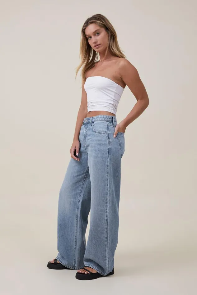 Women Jeans Cotton On Relaxed Wide Leg Jean Bells Blue
